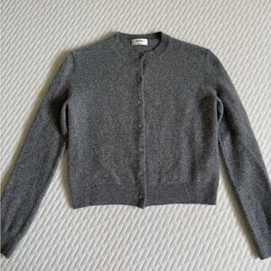 Aritzia Charcoal Cashmere Crewneck Button-Front Cardigan